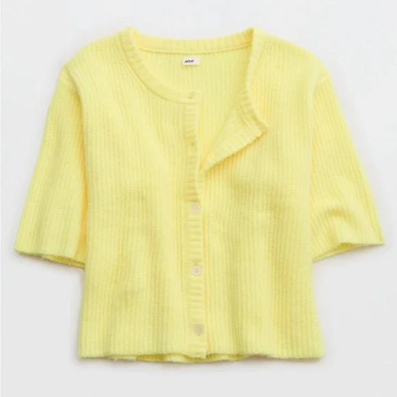aerie Sweaters Aerie Unreal Short Sleeve Cardigan Size Xxs